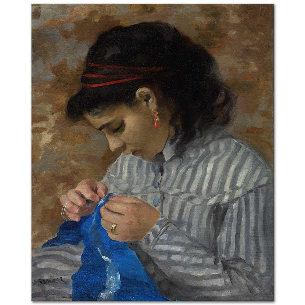 Pierre Auguste Renoir Lise Dikiş Yaparken Kanvas Tablo