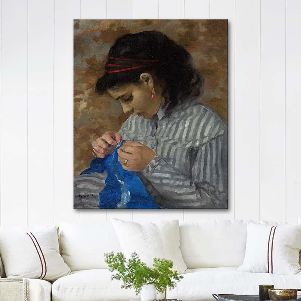 Pierre Auguste Renoir Lise Dikiş Yaparken Kanvas Tablo