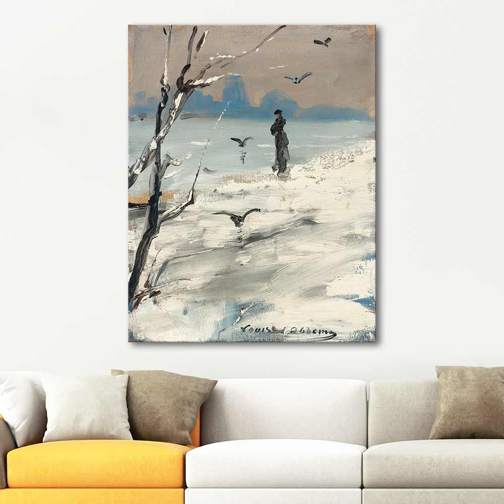 Louise Abbema Elegant Woman on a Winters Walk Art Print