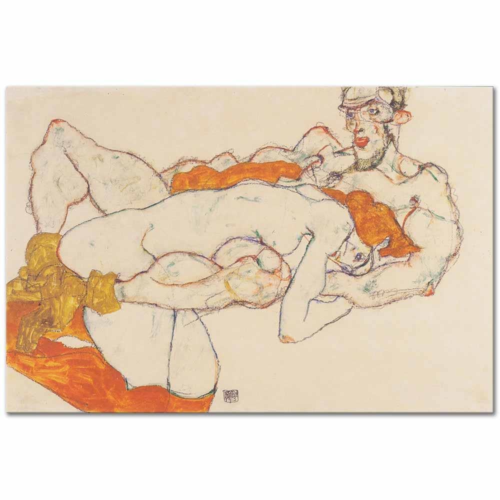 Egon Schiele Aşıklar Kanvas Tablo