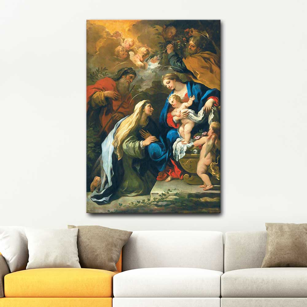 Luca Giordano Holy Family with Saints Anne and Joachim Art Print
