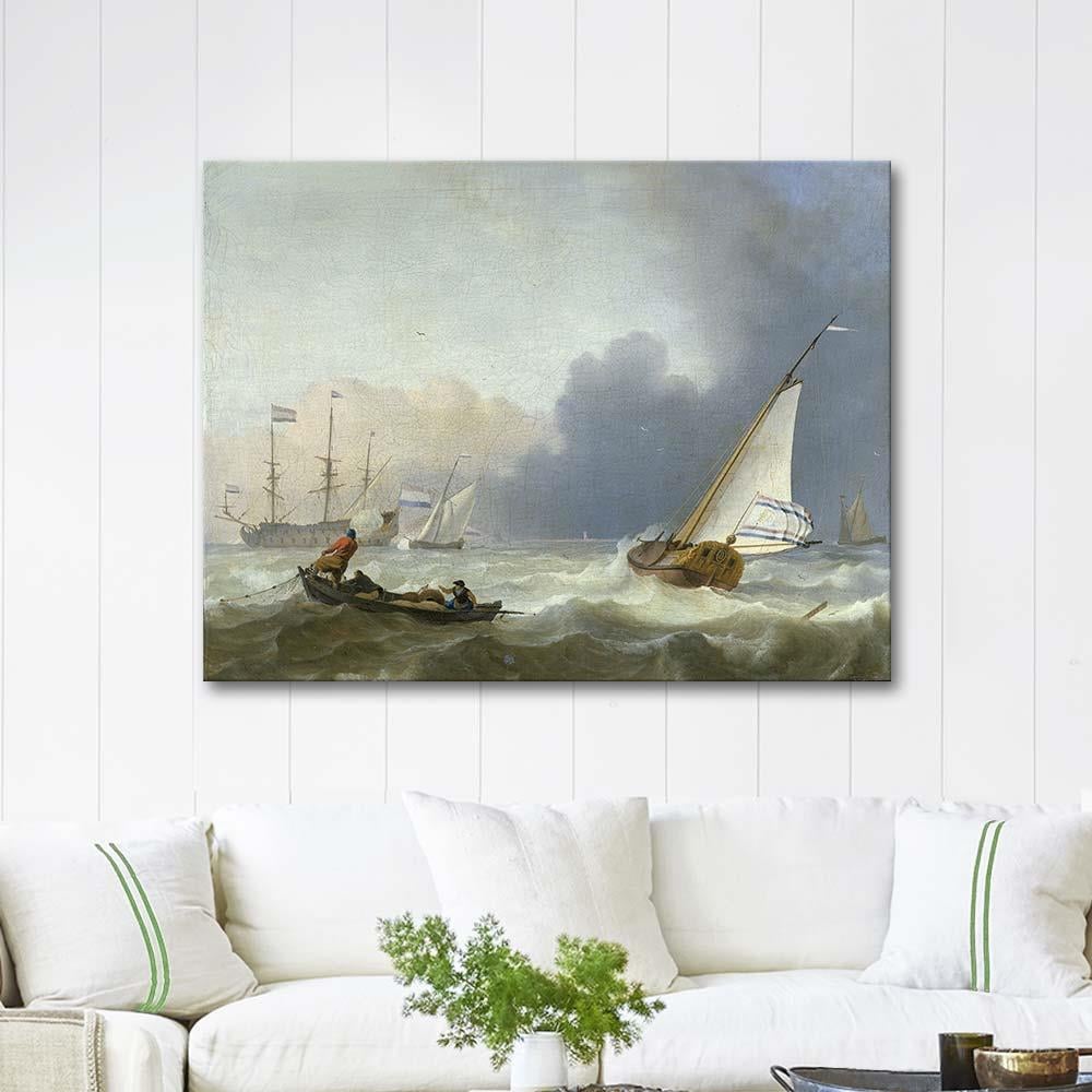 Ludolf Backhuysen Rough Sea with a Dutch Yacht Art Print