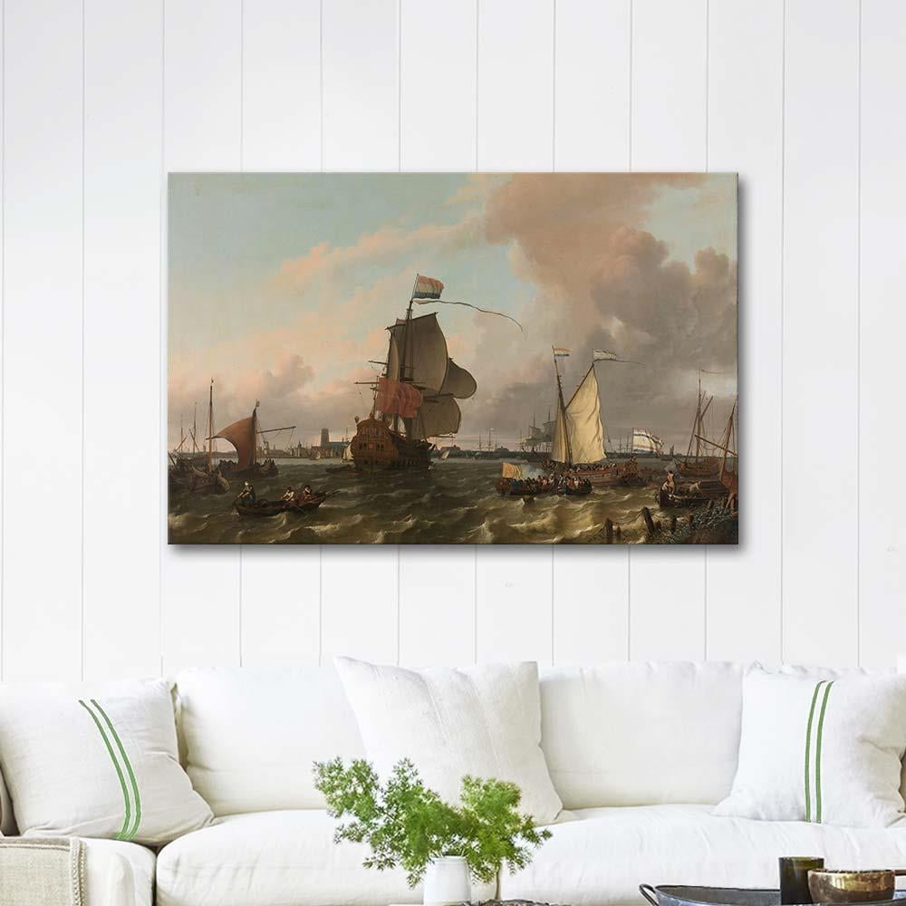 Ludolf Backhuysen The Man-of-War Brielle on the River Maas off Rotterdam Art Print