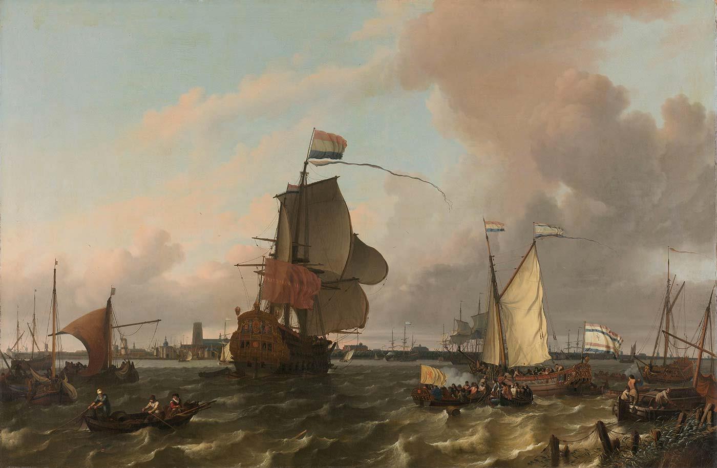 Ludolf Backhuysen The Man-of-War Brielle on the River Maas off Rotterdam Art Print