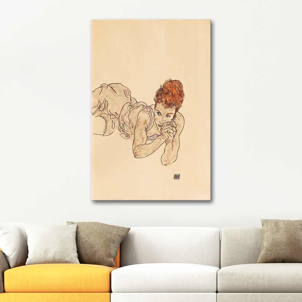 Lying Woman by Egon Schiele as Art Print
