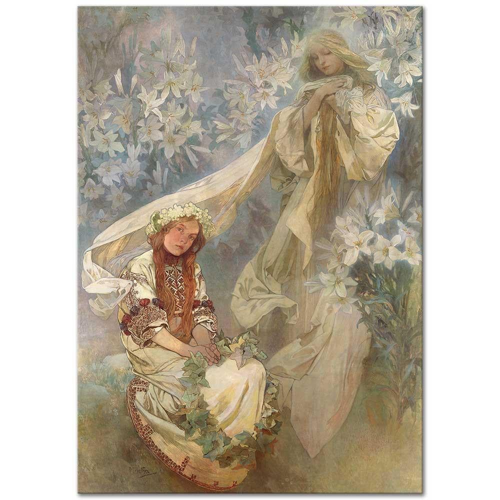 Madonna of the Lilies by Alphonse Mucha as Art Print