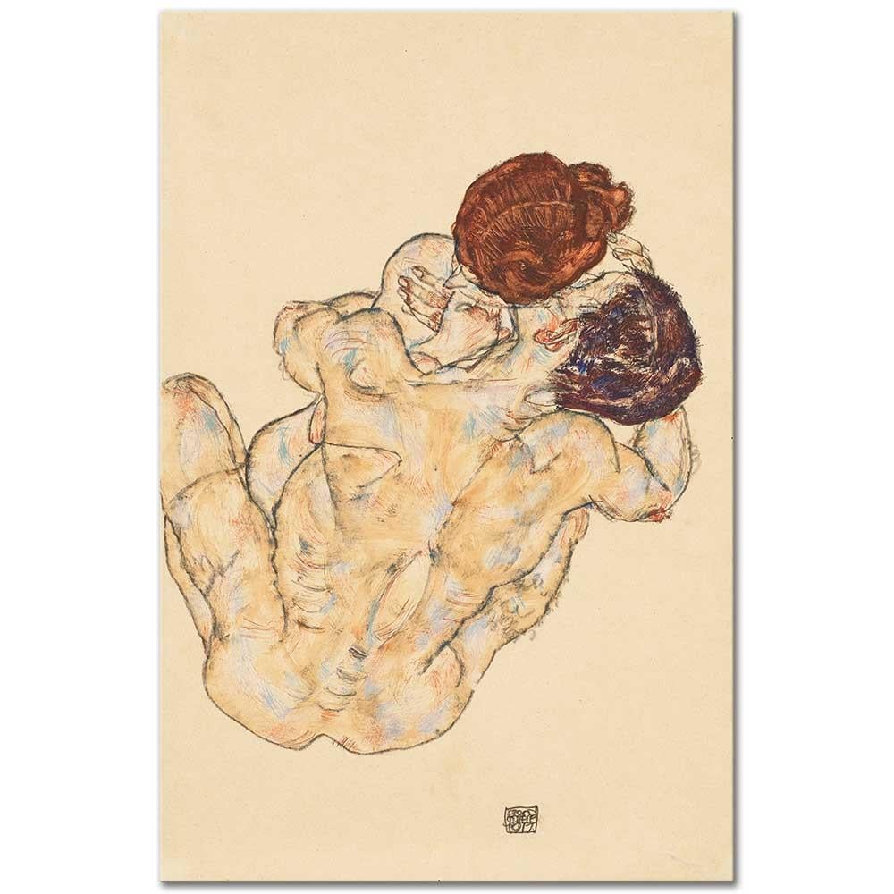 Egon Schiele Adam ve Kadın Sarılma Kanvas Tablo