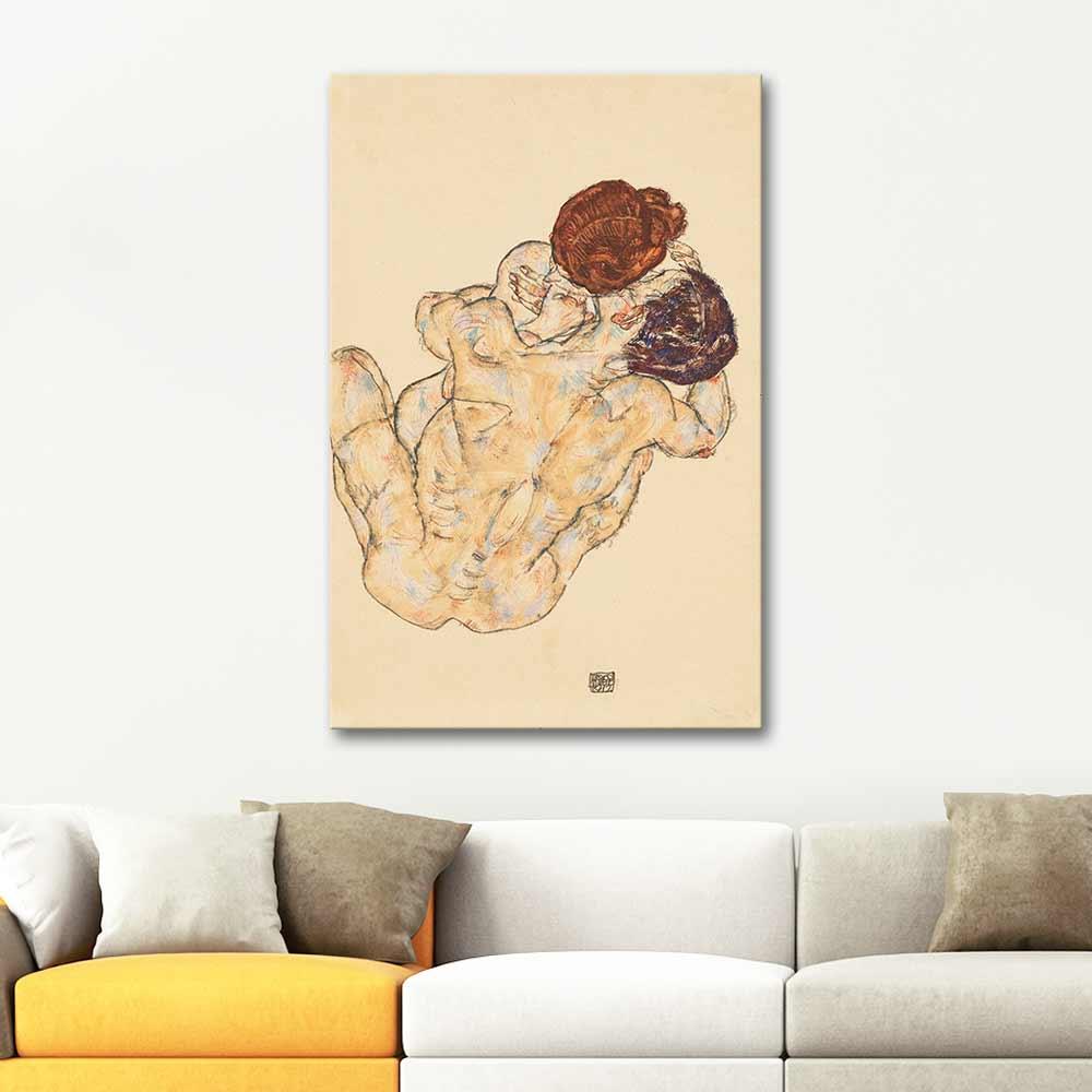 Egon Schiele Adam ve Kadın Sarılma Kanvas Tablo