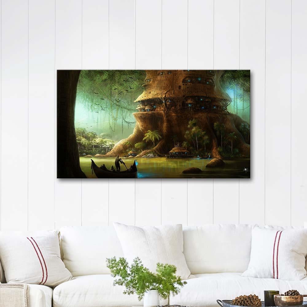 Man Sailing Boat near Tree as Art Print