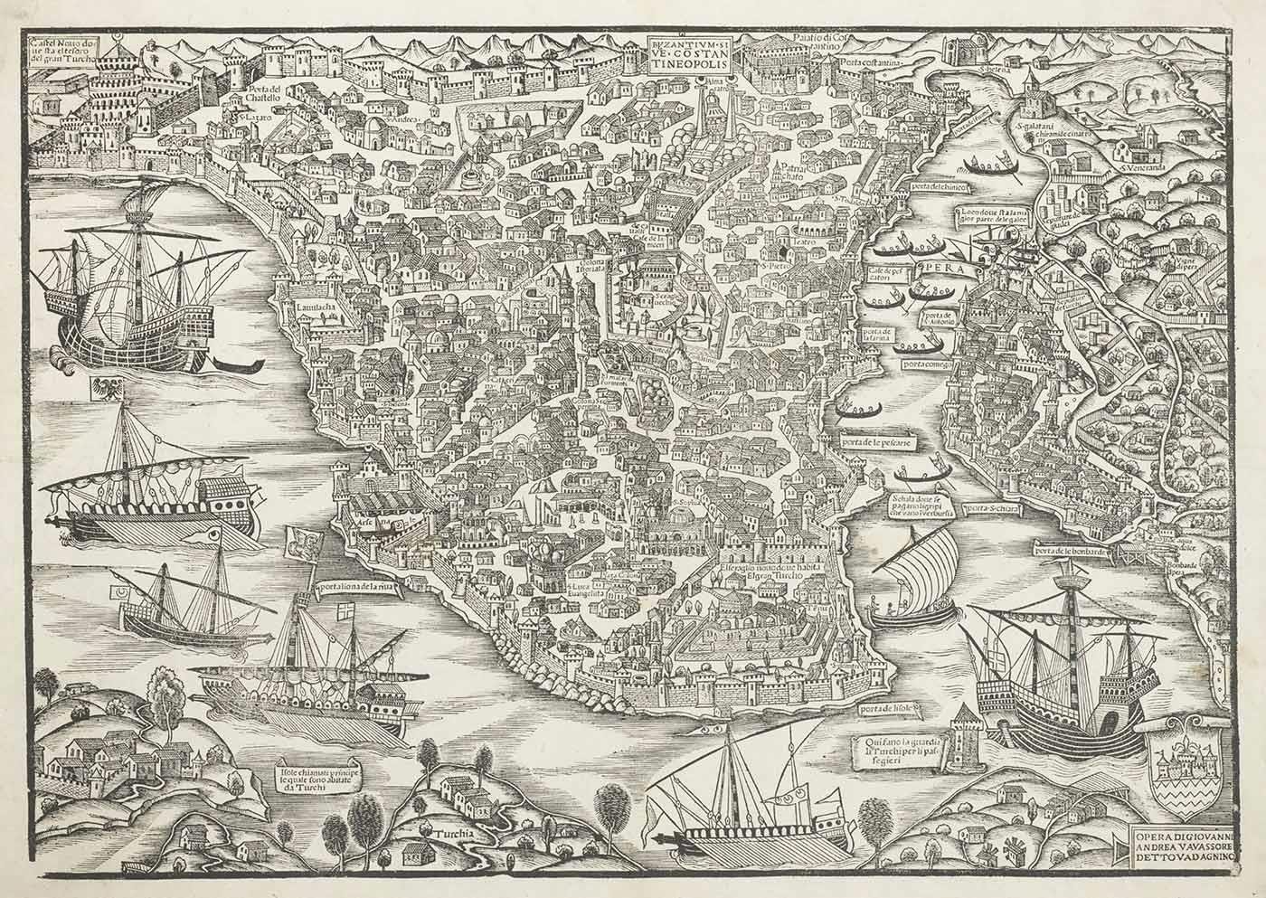 Giovanni Andrea Vavassore Istanbul Haritası Kanvas Tablo