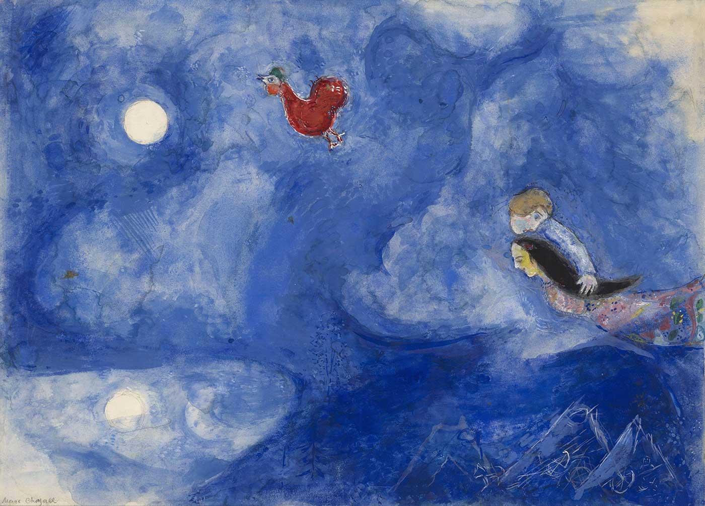 Marc Chagall Aleko ve Zemphira Ay Işığında Kanvas Tablo