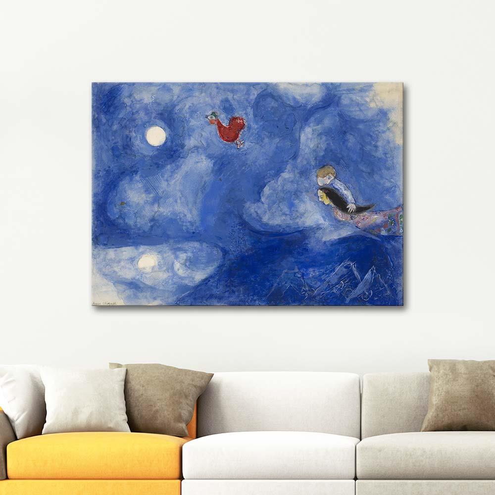 Marc Chagall Aleko ve Zemphira Ay Işığında Kanvas Tablo