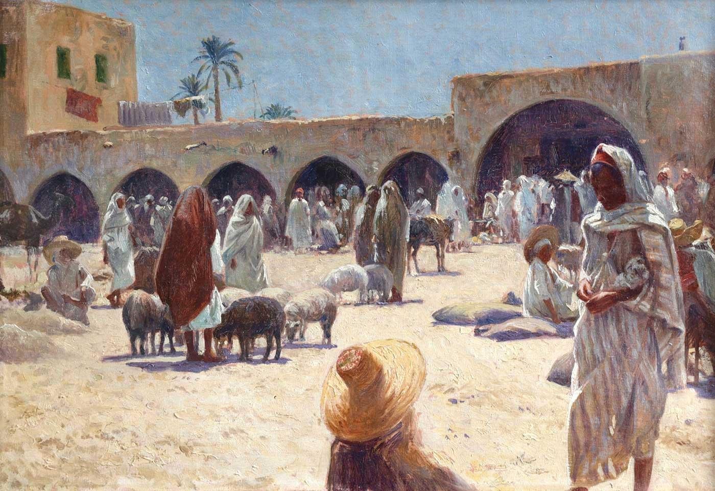 Market at Gabes Tunisia by Alexis Auguste Delahogue