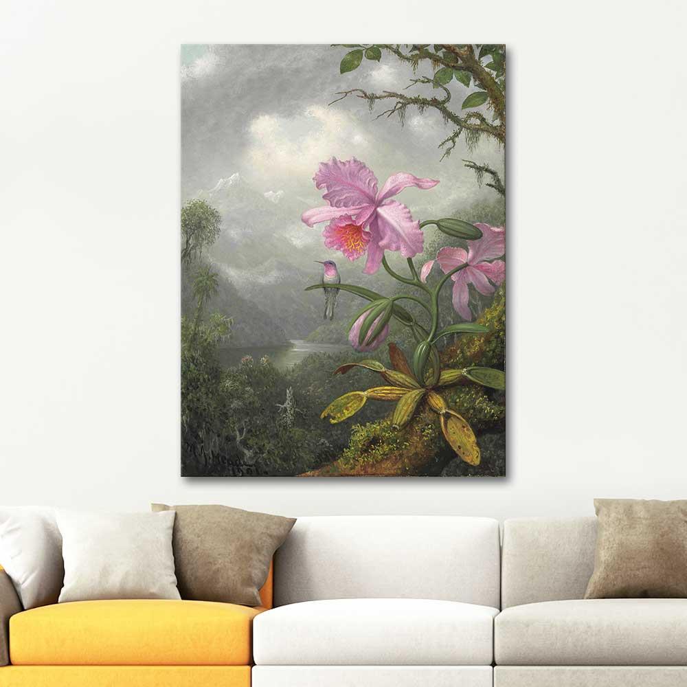 Martin Johnson Heade Hummingbird Perched on the Orchid Art Print