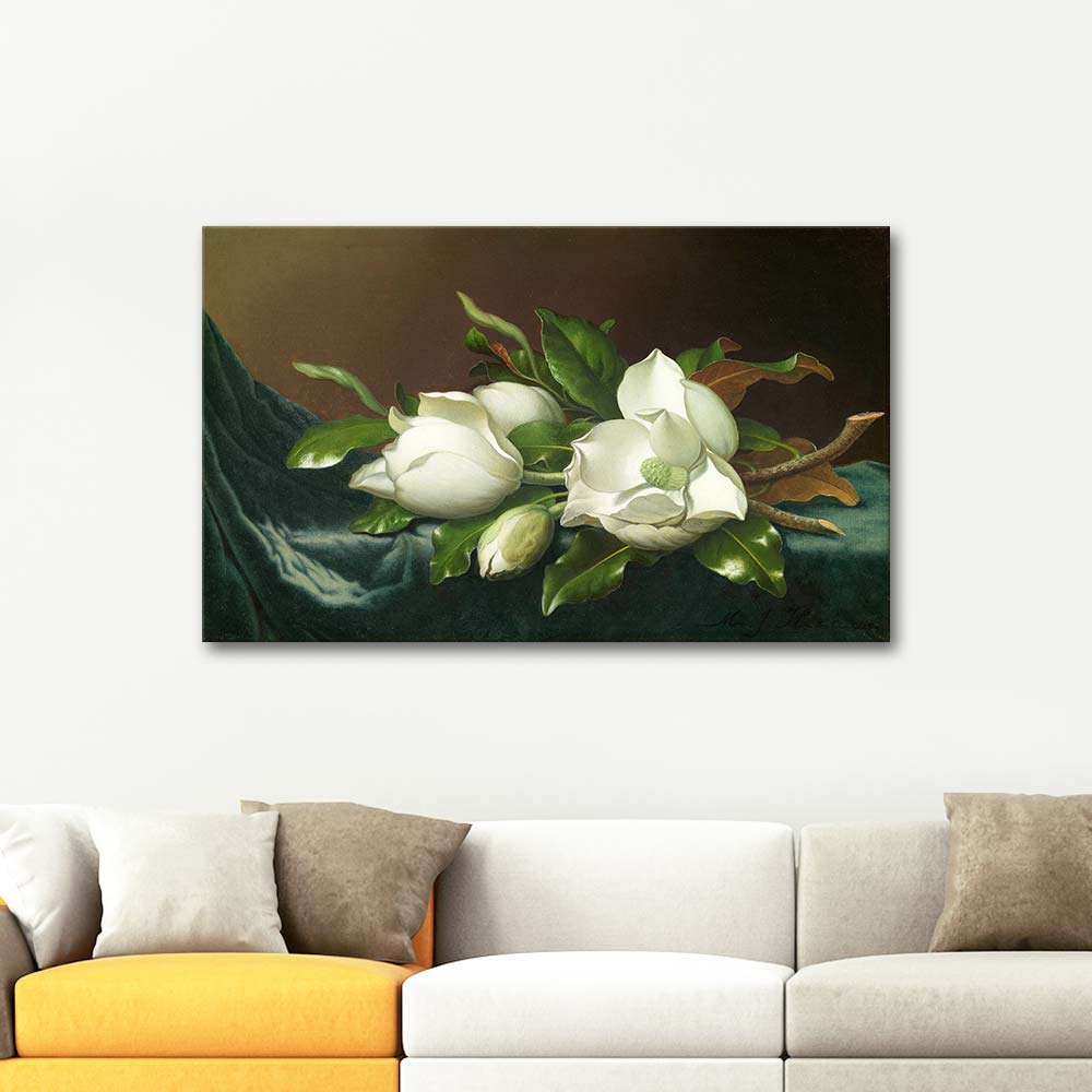 Martin Johnson Heade Magnolias On Light Blue Velvet Cloth Art Print