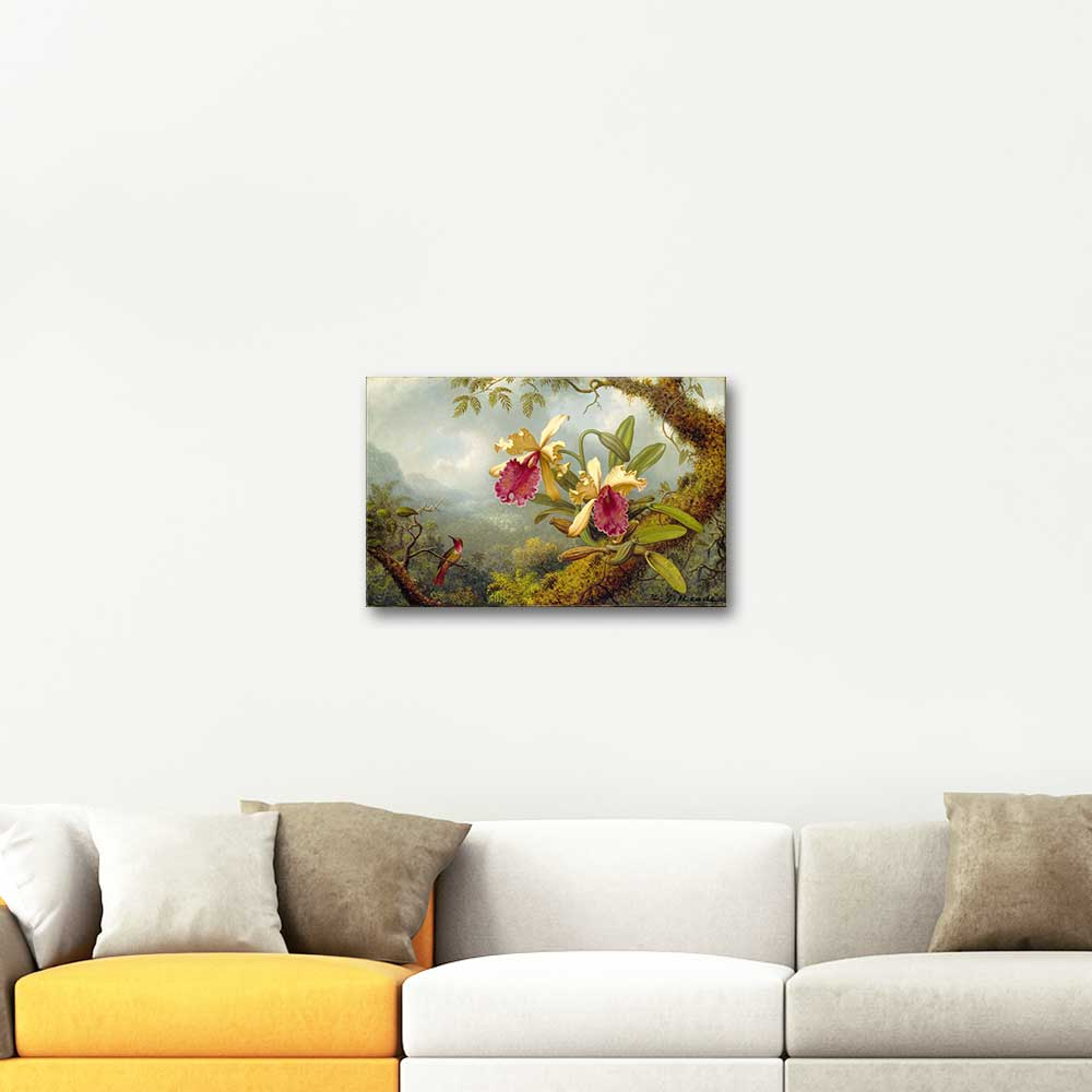 Martin Johnson Heade Orchids and Hummingbird Art Print