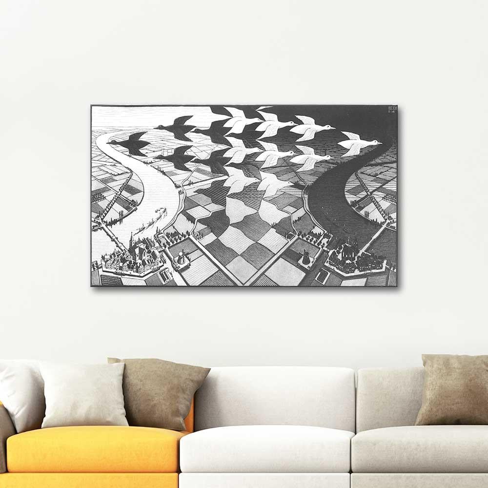 Maurits Cornelis Escher Day and Night Art Print