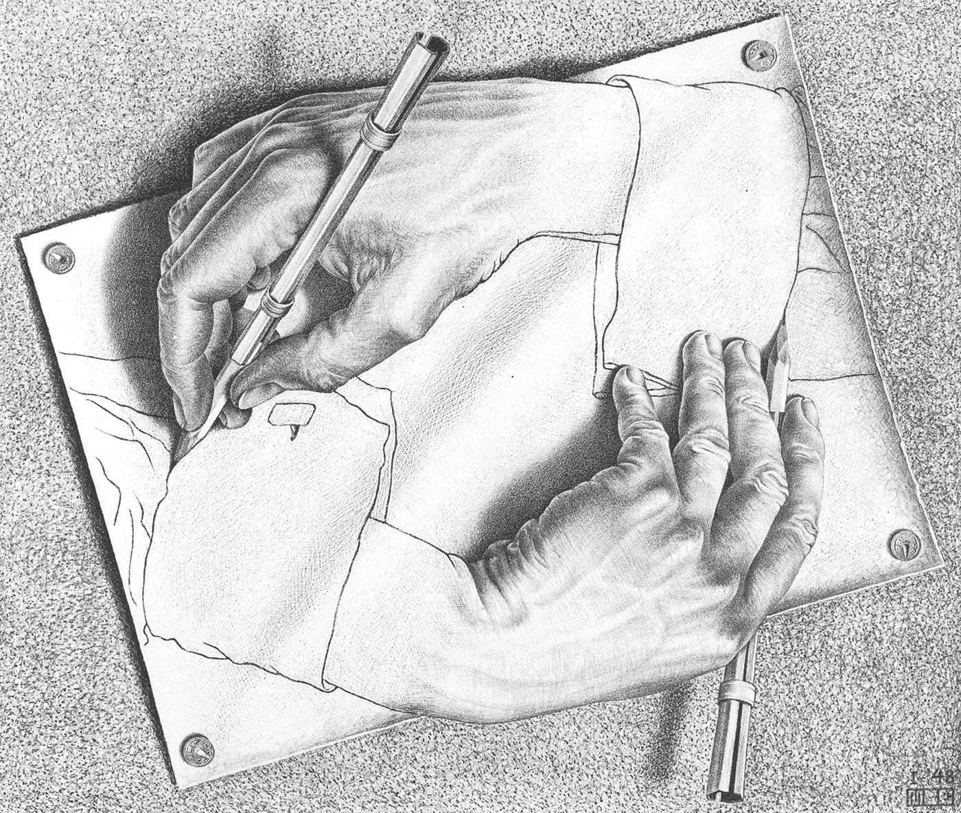 Drawing Hands by Maurits Cornelis Escher