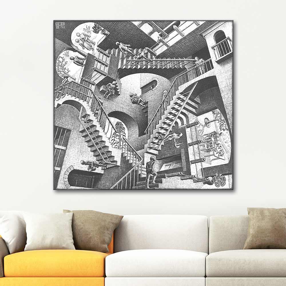 Maurits Cornelis Escher Relativite Kanvas Tablo