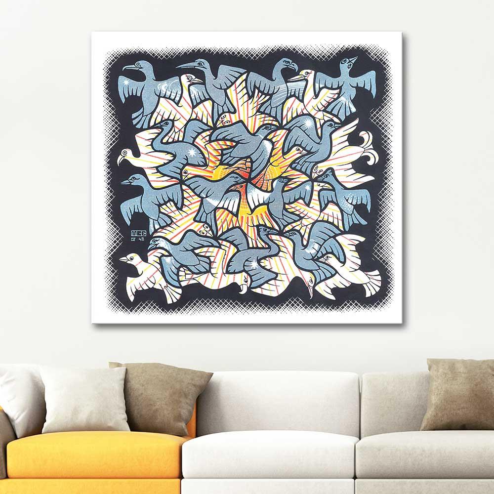 Maurits Cornelis Escher Güneş ve Ay Kanvas Tablo