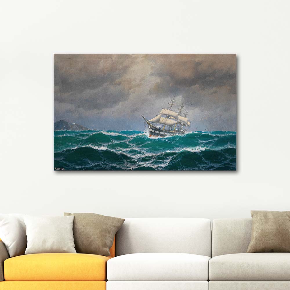 Max Jensen Three Master On The High Seas Art Print