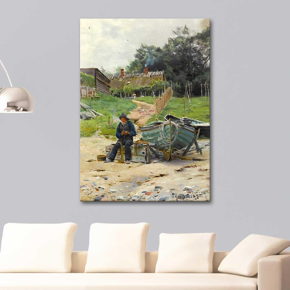 Peder Mørk Mønsted Ağları Onarmak Kanvas Tablo