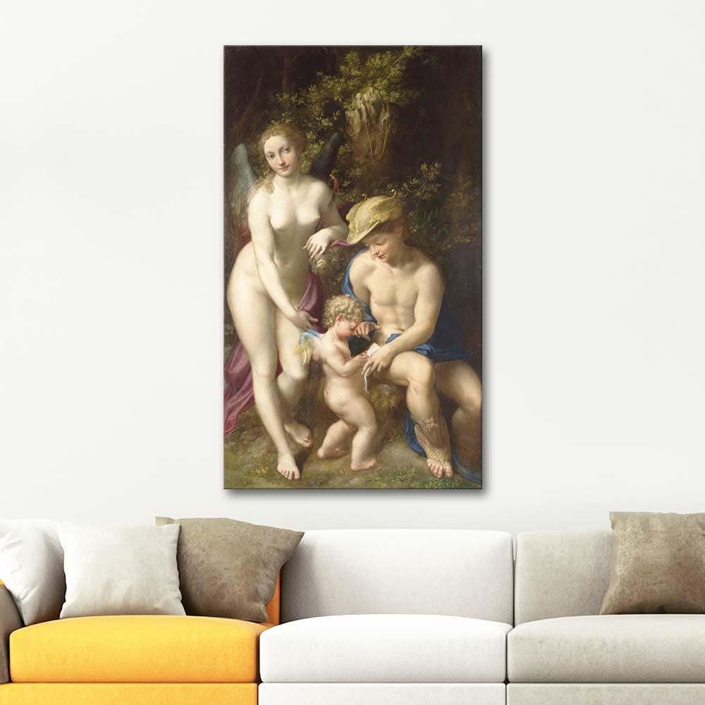 Antonio Allegri da Correggio Venüs Merkür ve Cupid Kanvas Tablo
