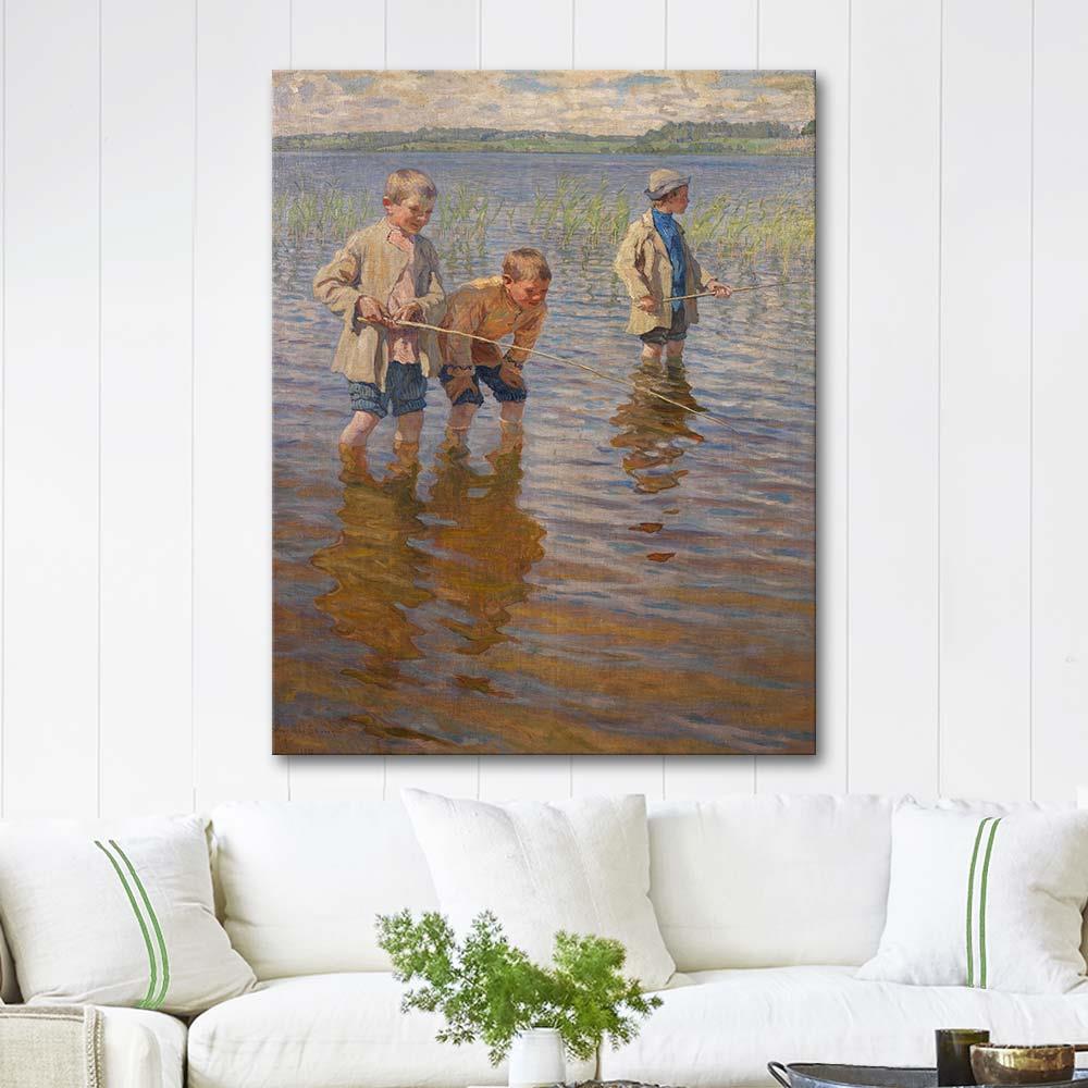 Mid-Day Fishing by Nikolay Bogdanov-Belsky as Art Print