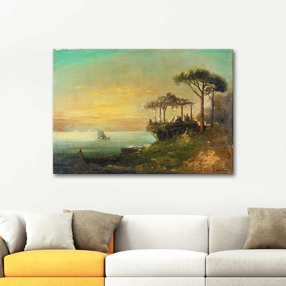 Mıgırdıc Givanian Boğaz'da Çardaklı Kahve Kanvas Tablo