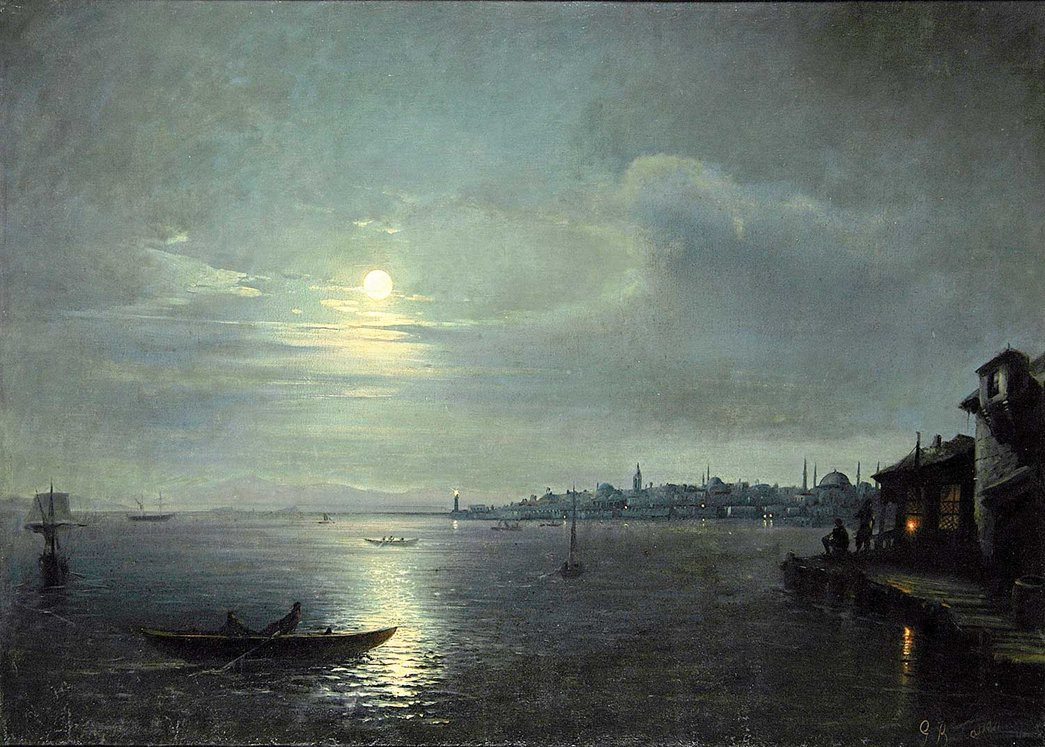 Mıgırdıc Givanian Ay Işığında İstanbul Kanvas Tablo