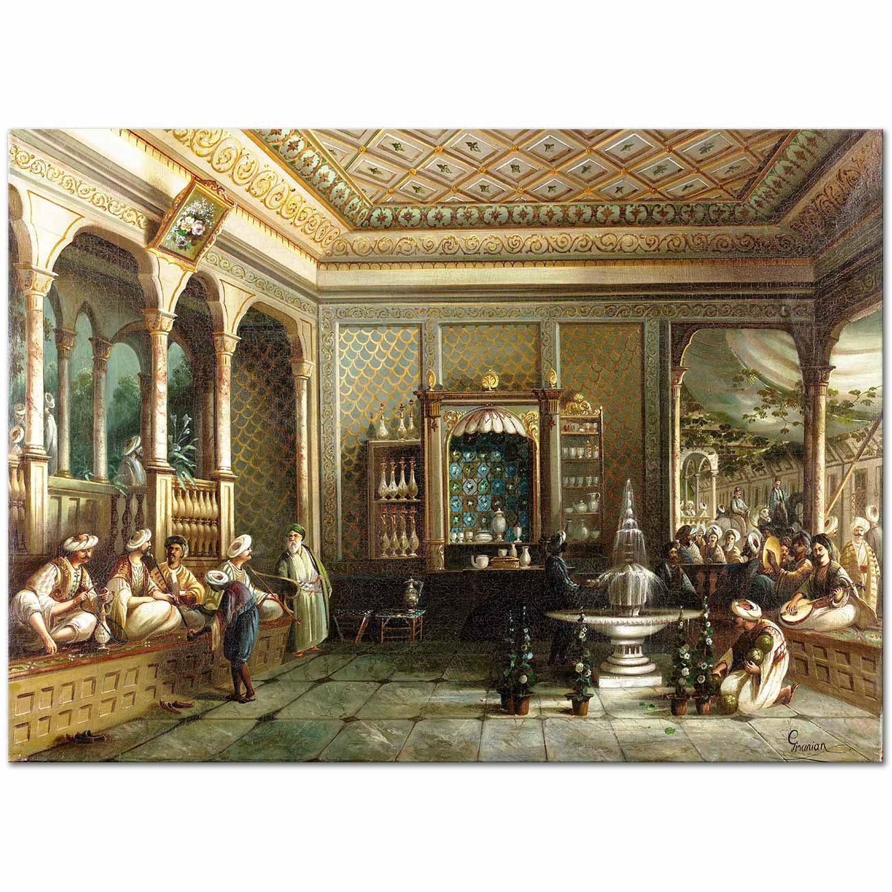 Mıgırdıç Givanian Tophane'de Kahvehane Kanvas Tablo