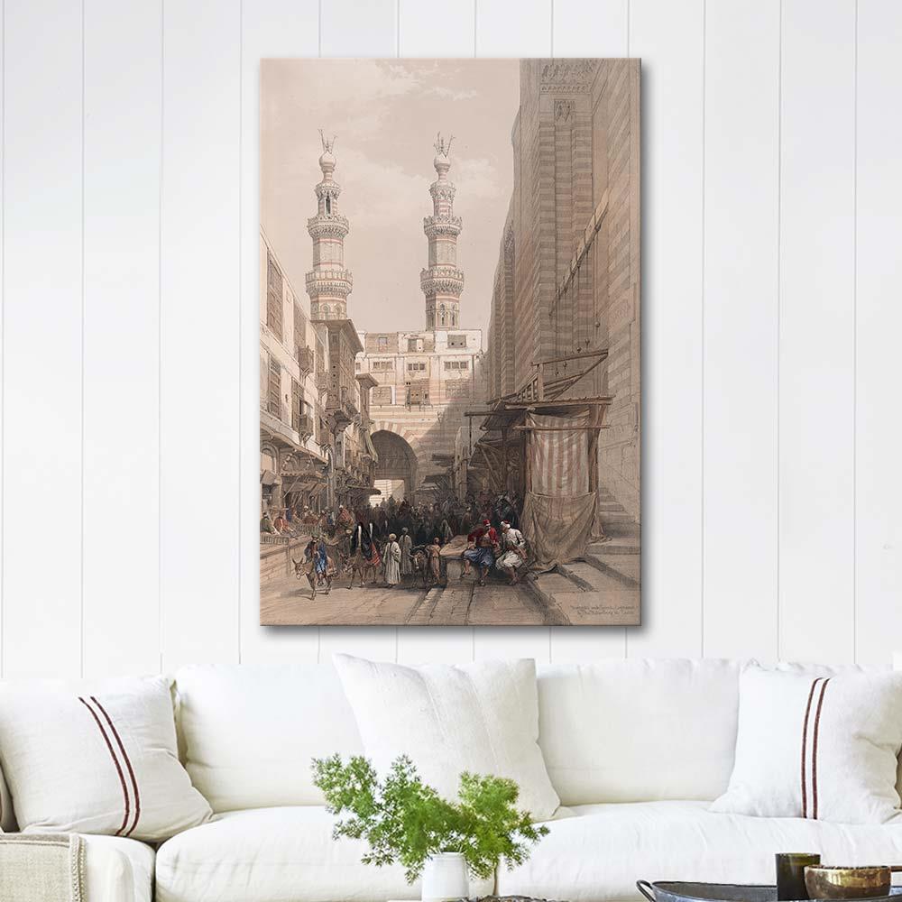 David Roberts Metwalis Camii Minareleri ve Büyük Girişi Kahire Kanvas Tablo