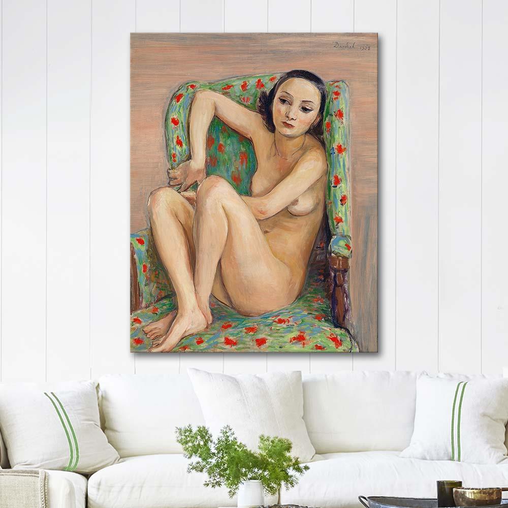 Nils Dardel Yeşil Koltuktaki Model Kanvas Tablo