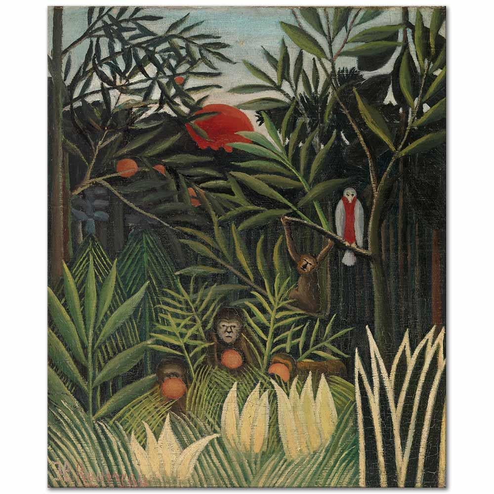 Monkeys and Parrot in the Virgin Forest by Henri Rousseau