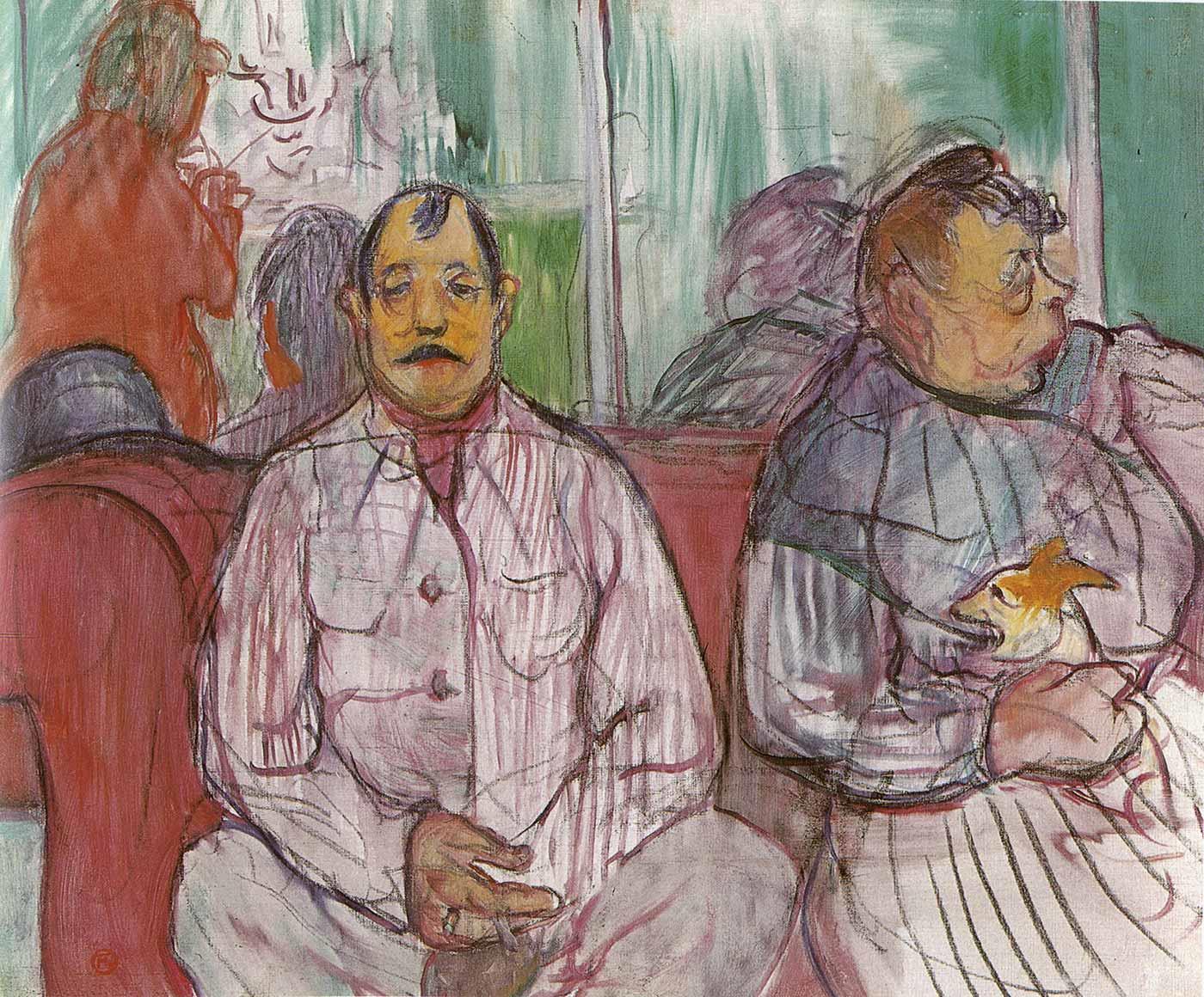 Henri de Toulouse-Lautrec Adam Kadın ve Köpek Kanvas Tablo