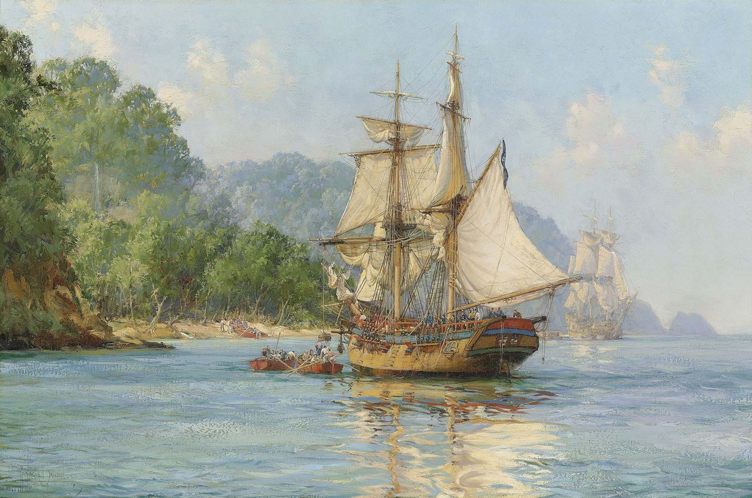 Montague Dawson Cocos Adasında Korsanlar Kanvas Tablo