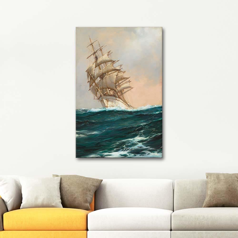 Montague Dawson Beyaz Gemi Kanvas Tablo