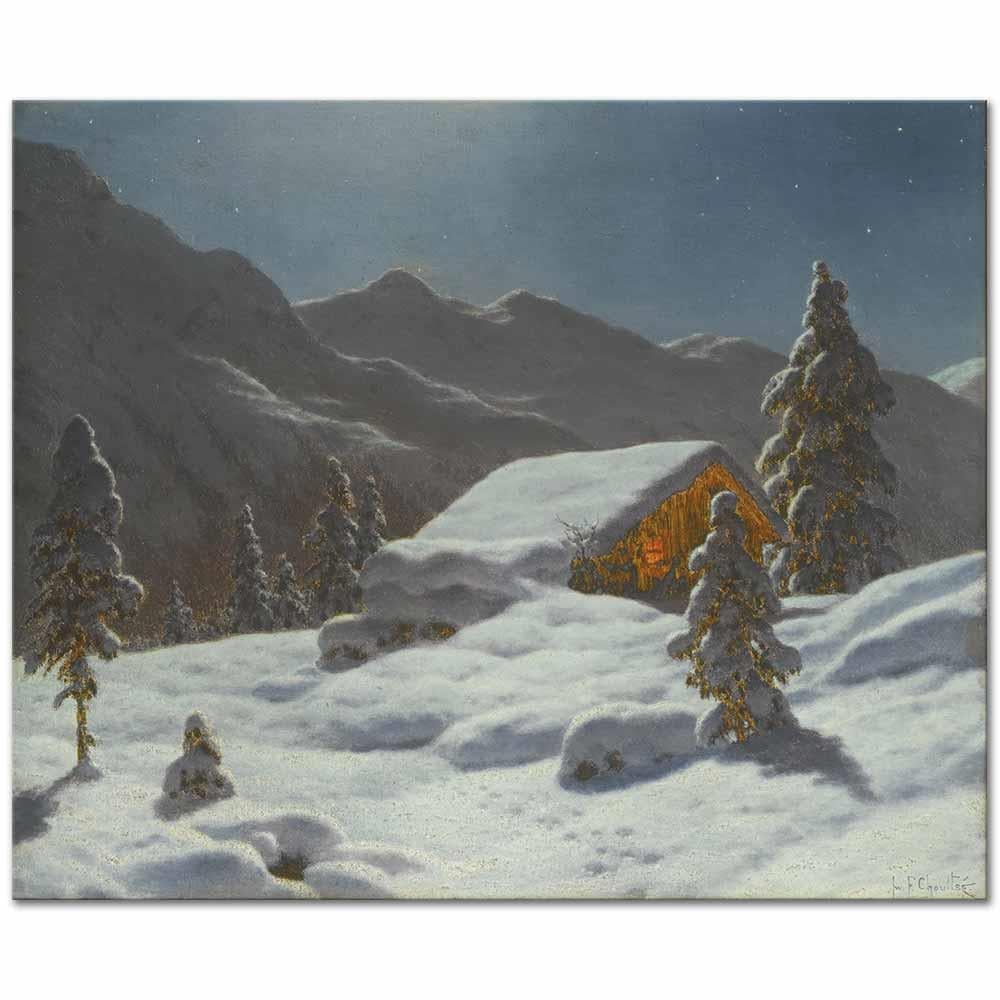 Moonlit Winter Landscape by Ivan Fedorovich Choultse as Art Print