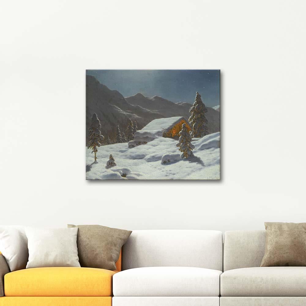 Moonlit Winter Landscape by Ivan Fedorovich Choultse as Art Print
