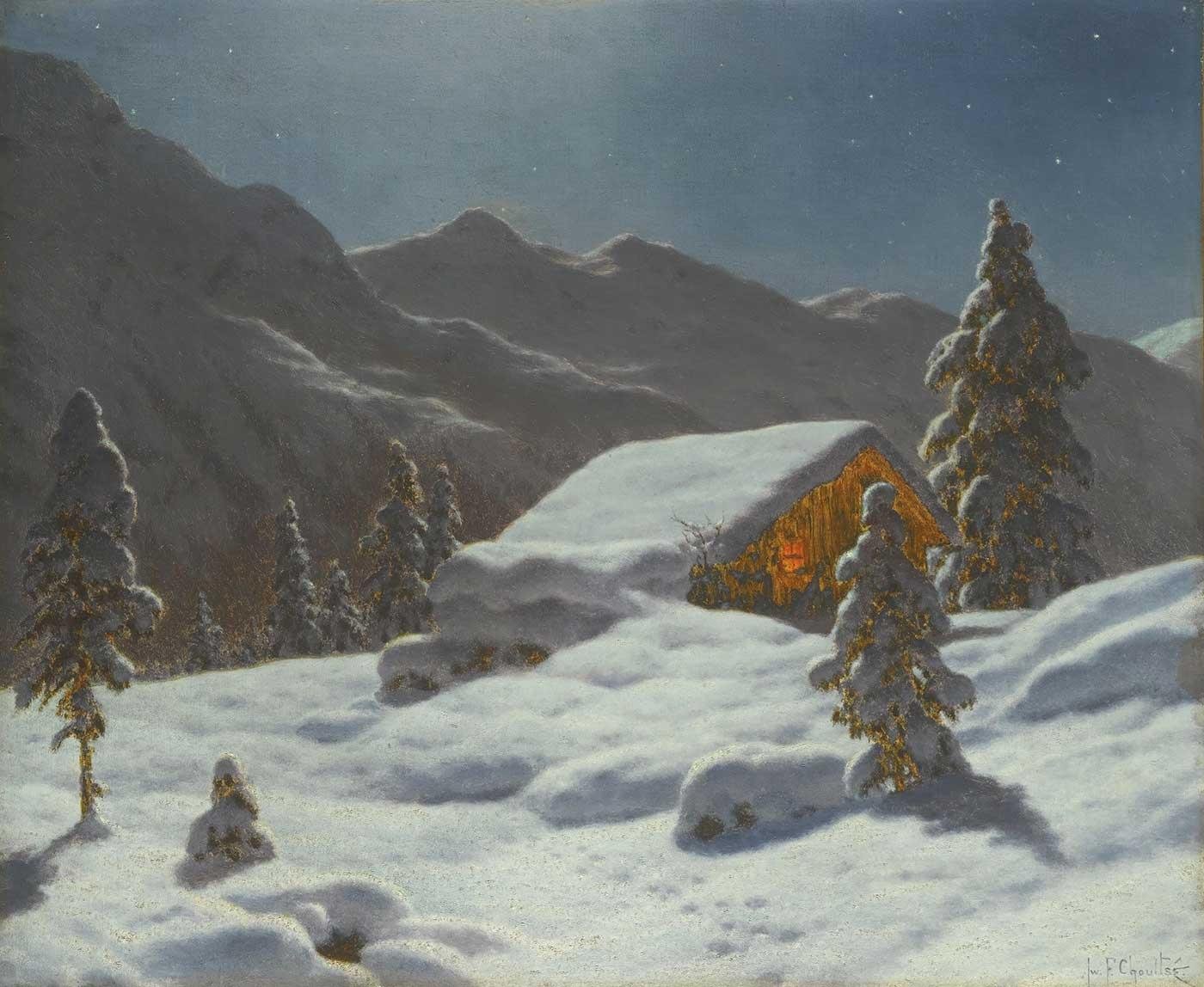 Moonlit Winter Landscape by Ivan Fedorovich Choultse as Art Print