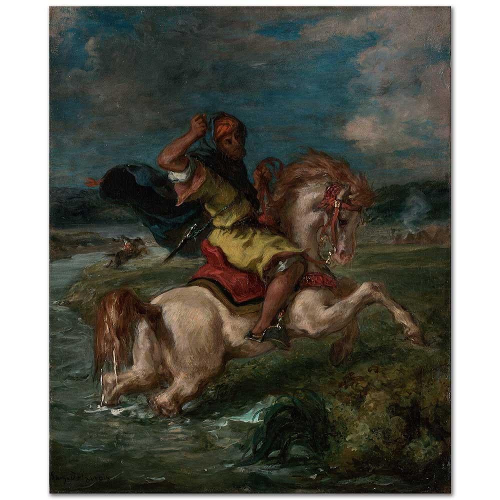 Moroccan Horseman Crossing a Ford by Eugene Delacroix