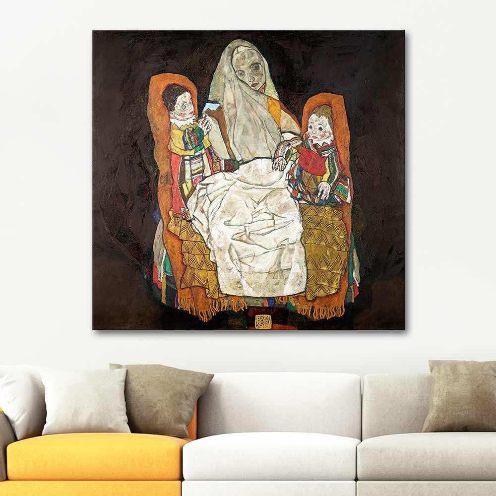 Mother with two Children III by Egon Schiele as Art Print