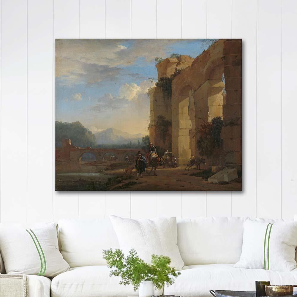 Muleteers Beside an Italian Ruin by Jan Asselijn as Art Print