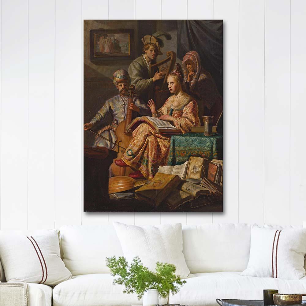 Rembrandt van Rijn Müzik Grubu Kanvas Tablo