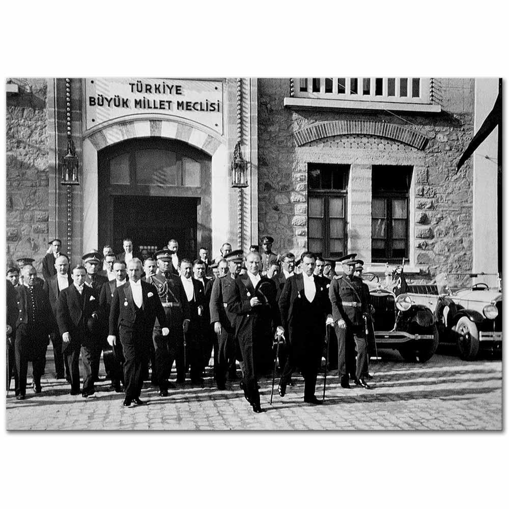 Mustafa Kemal Atatürk In Front of the Parliament Building Art Print