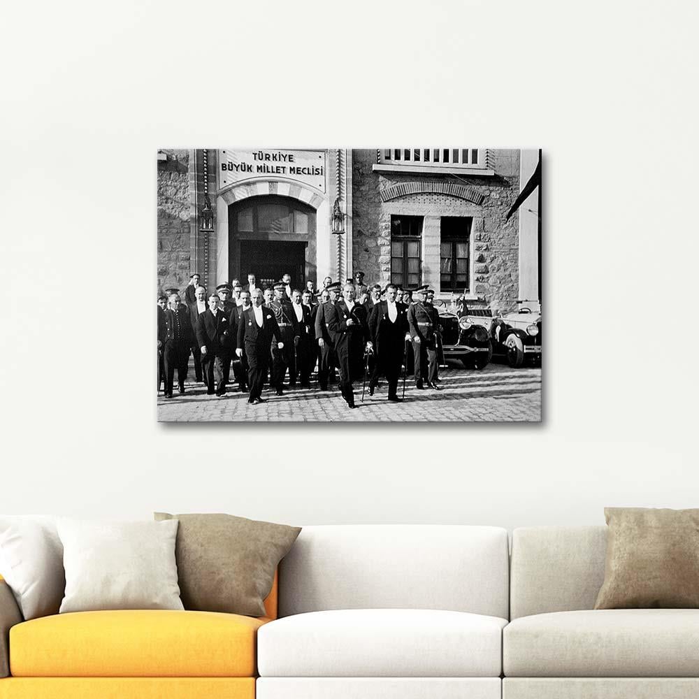 Mustafa Kemal Atatürk In Front of the Parliament Building Art Print