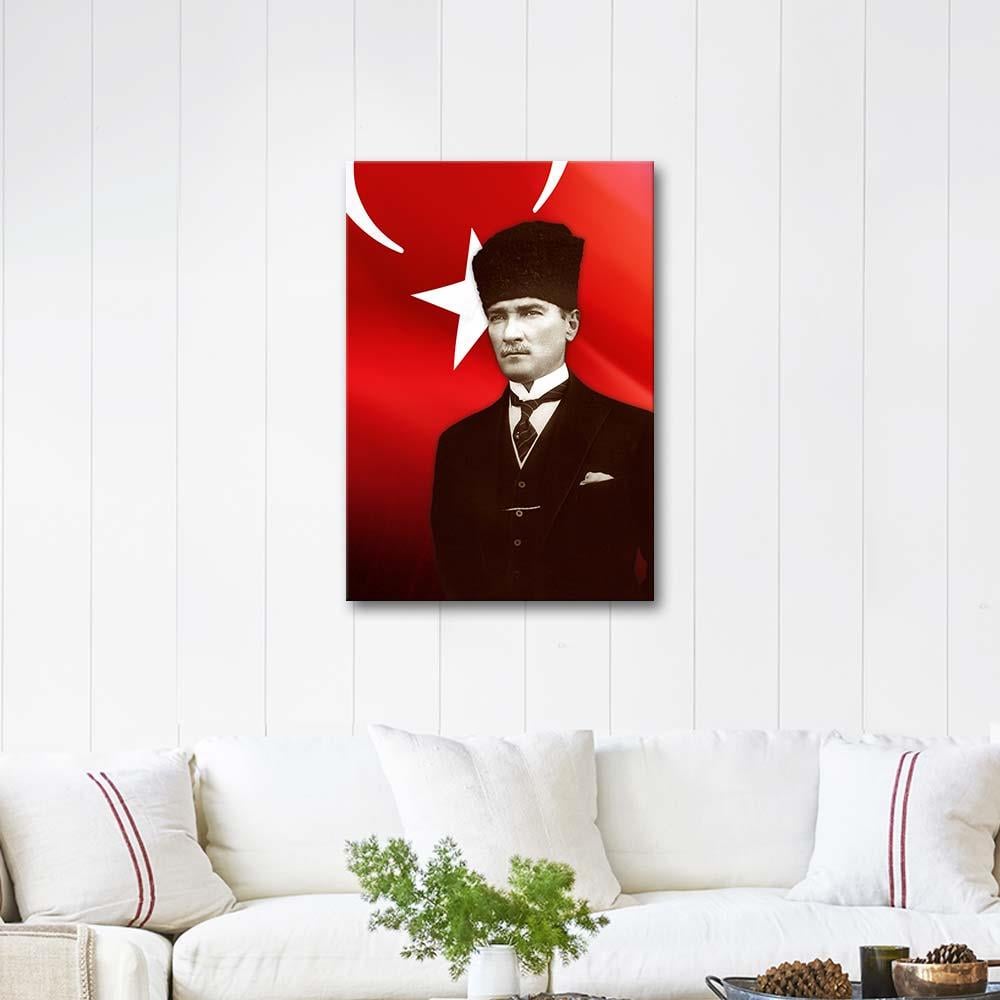 Mustafa Kemal Atatürk and Turkish Flag Art Print