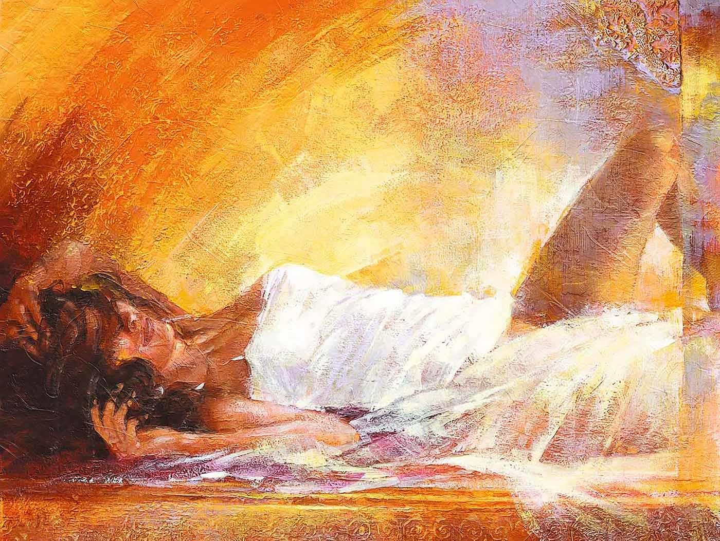 Naked Woman Lying on her Back as Art Print