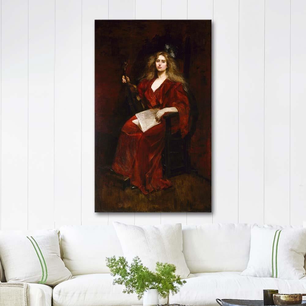 Natalie with Violin by Alice Pike Barney as Art Print