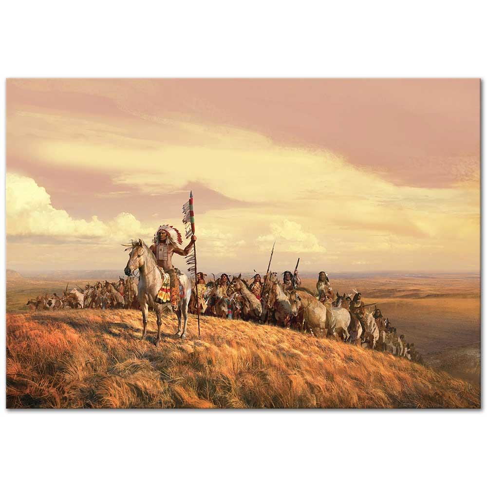 Atları Üstünde Amerikan Yerlileri Kanvas Tablo